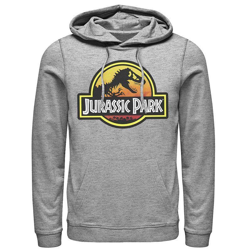 Mens Jurassic Park Firey Sunset Logo Hoodie Grey Product Image