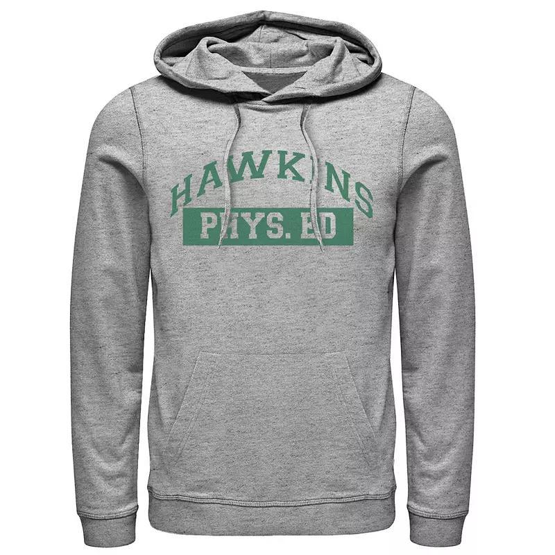 Mens Netflix Stranger Things Hawkins Phys. Ed Logo Hoodie Med Grey Product Image