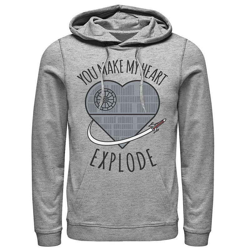 Mens Star Wars Valentines Day You Make My Heart Explode Hoodie Athletic Grey Product Image