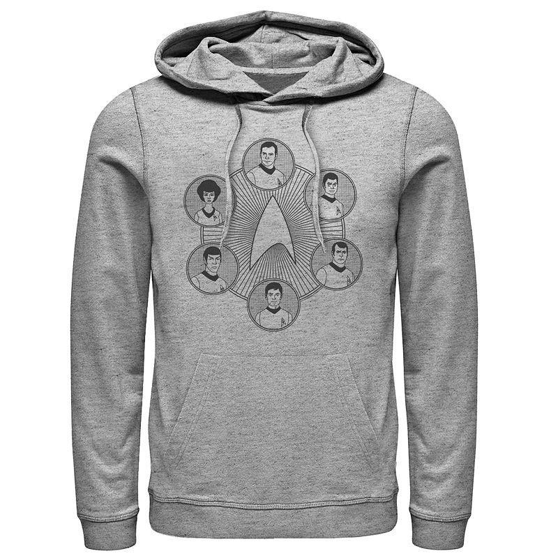 Mens Star Trek AnimatedLine Art Pull-Over Hoodie Athletic Grey Product Image