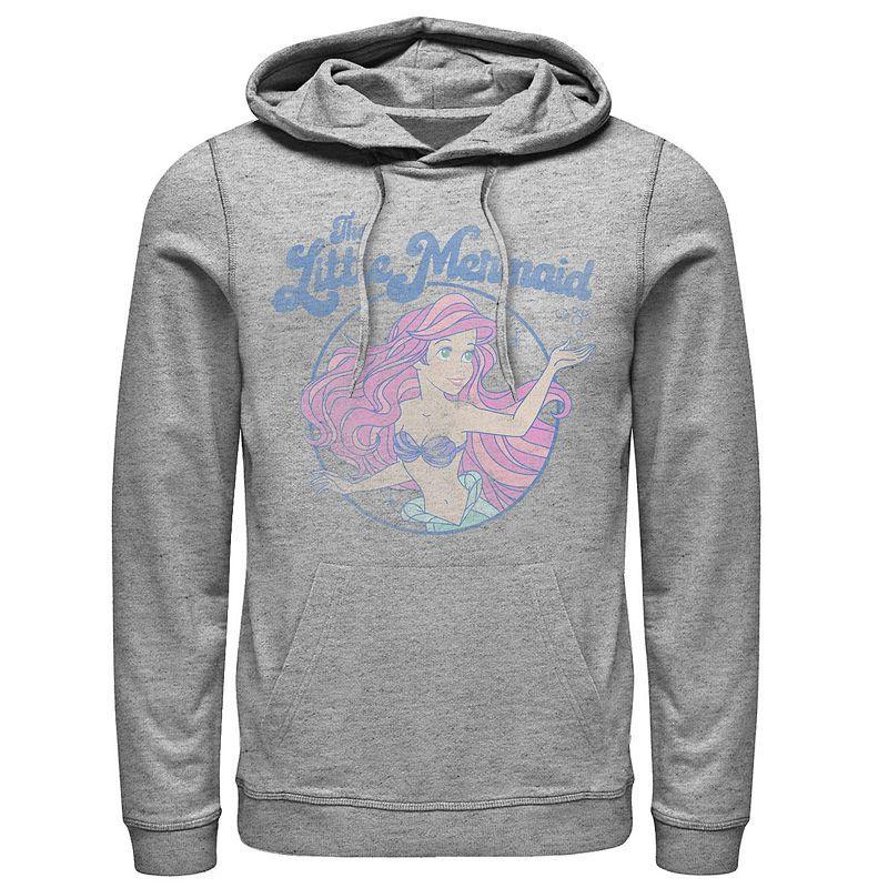 Disneys The Little Mermaid Ariel Distressed Circle Portrait Mens Hoodie Athletic Grey Product Image