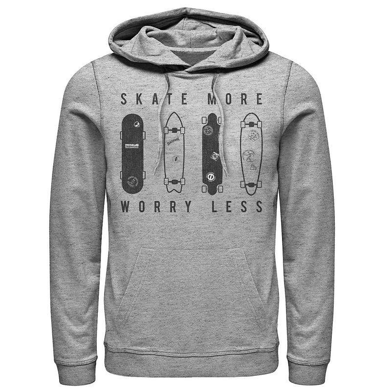 Mens Skate More Worry Less Skateboard Lineup Sketch Hoodie Athletic Grey Product Image