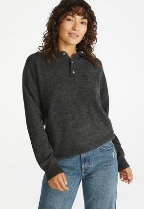 Relaxed Polo Henley Sweater product image