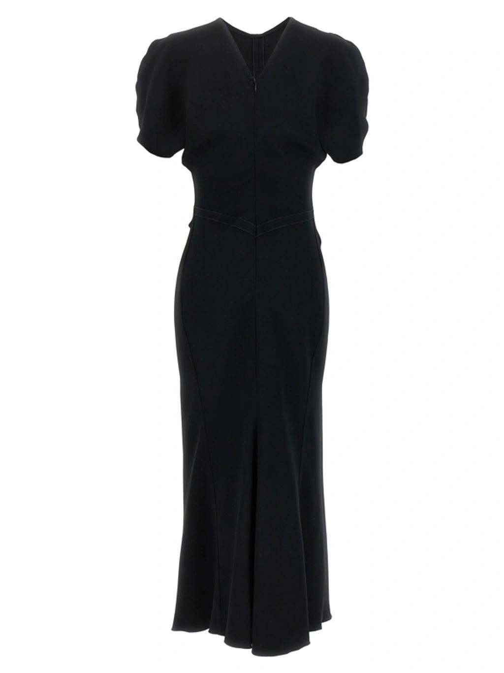 Gathered Midi Dress In Black Product Image