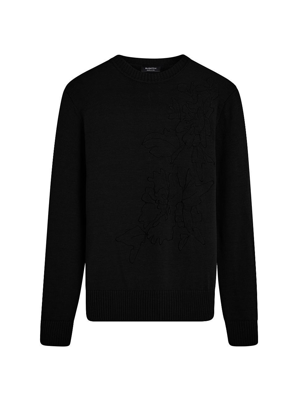 Mens Embroidered Crewneck Long-Sleeve Sweater Product Image