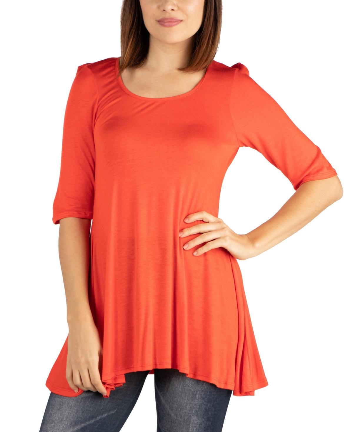 24seven Comfort Apparel Womens Elbow Sleeve Swing Tunic Top Product Image