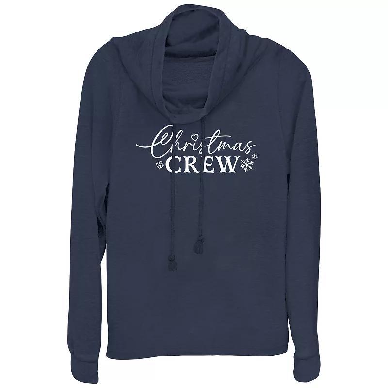 Womens Christmas Crew Cowlneck Graphic Lightweight Long Sleeve Blue Product Image