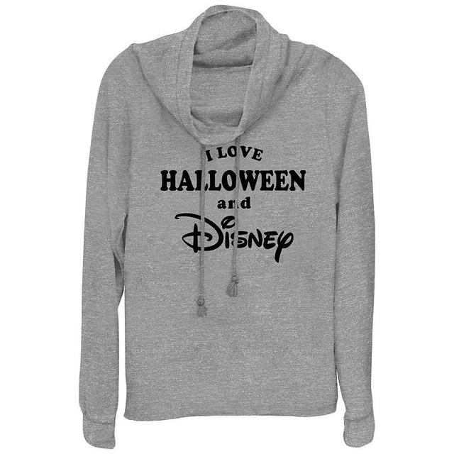 Disneys I Love Halloween And Disney Womens Cowlneck Graphic Lightweight Long Sleeve Gray Grey Product Image