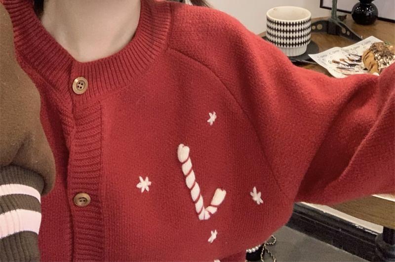 Round Neck X'Mas Oversized Cardigan Product Image