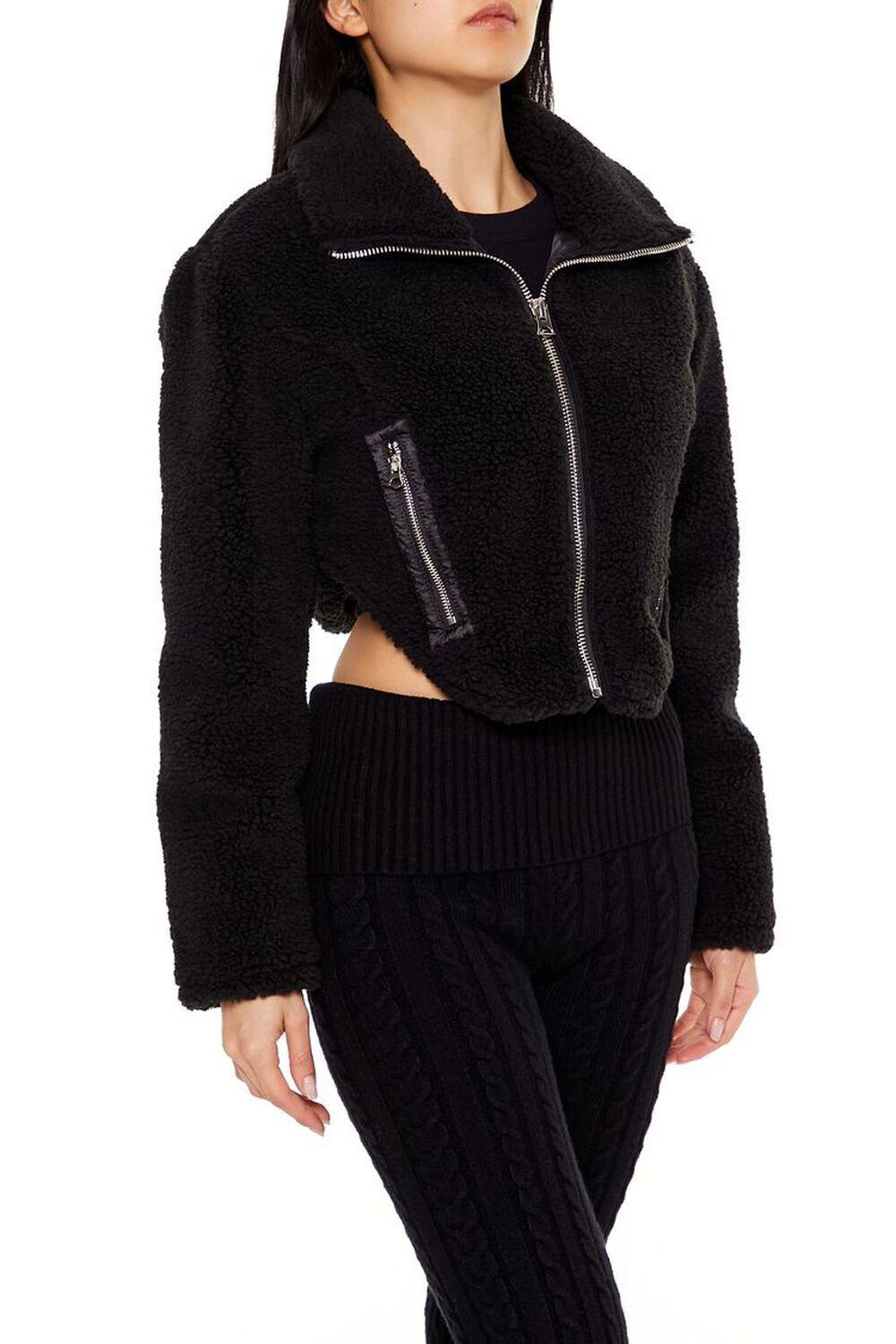 Faux Shearling Cropped Moto Jacket | Forever 21 Product Image