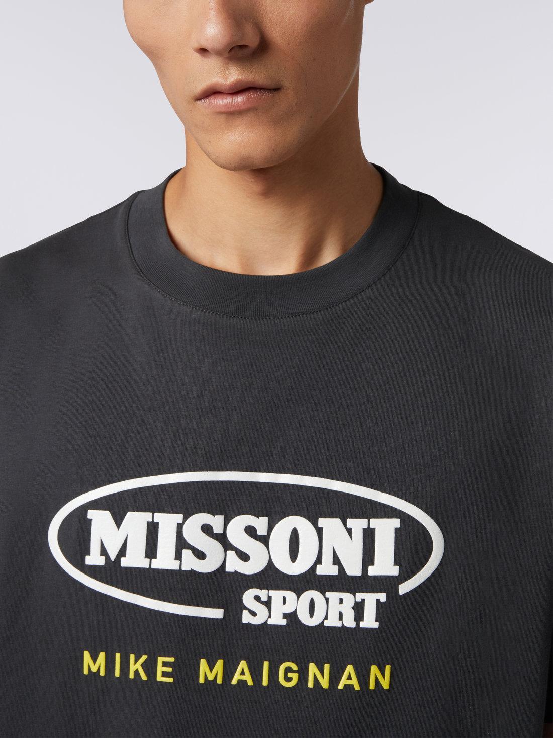 Crew-neck cotton T-shirt with logo in collaboration with Mike Maignan Grey | Missoni Product Image