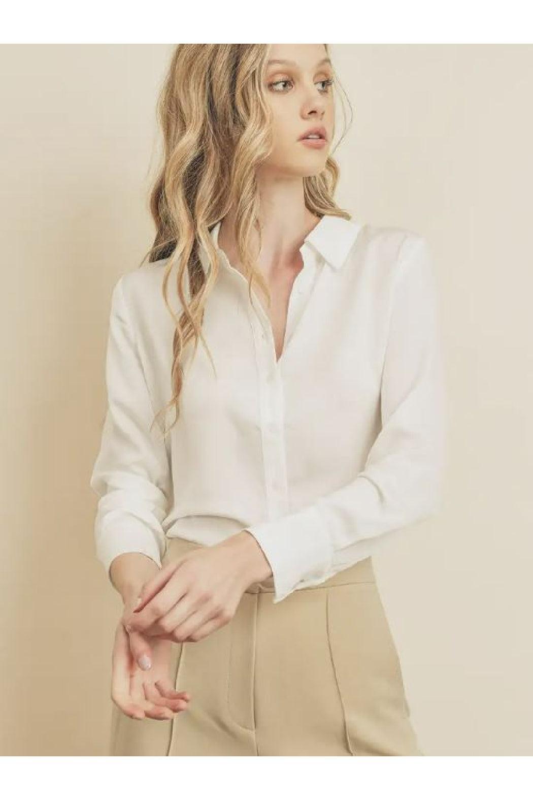 Button Down Satin Slim Shirt Female Product Image