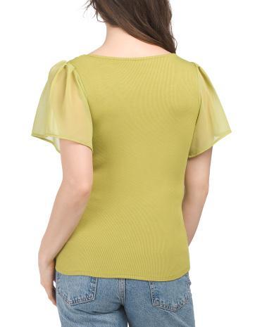 Flutter Short Sleeve V-neck Top for Women Product Image