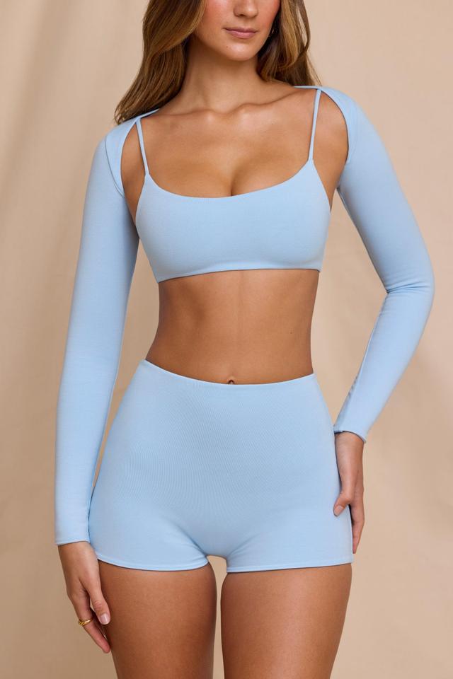 High Waist Hot Pant Shorts in Sky Blue Product Image