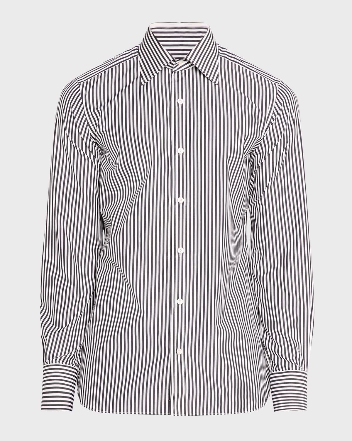 Mens Cotton Baton Stripe Slim-Fit Dress Shirt Product Image