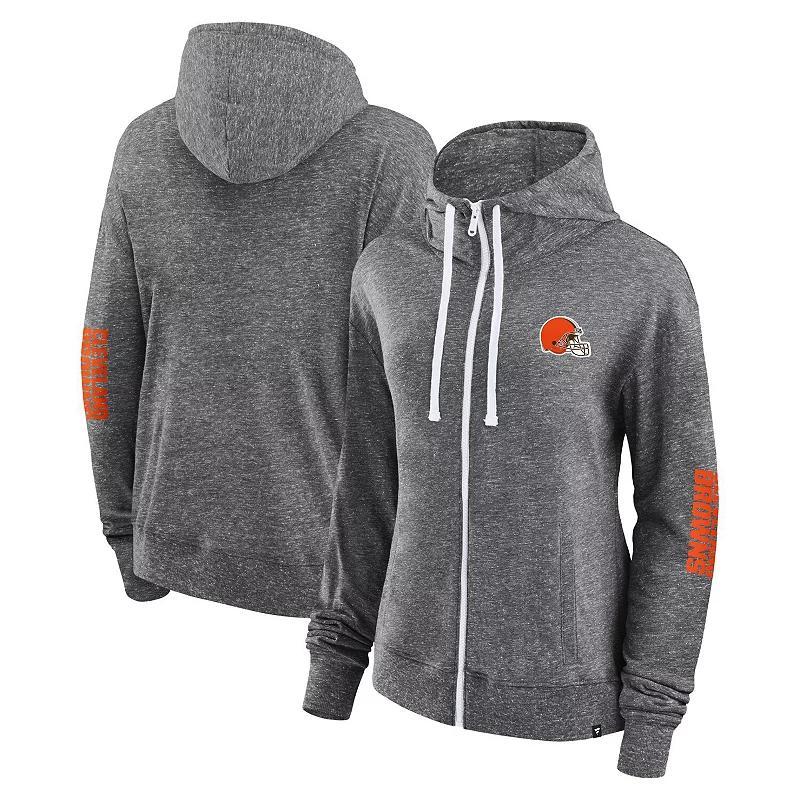 Womens Fanatics Branded Heather Charcoal Cleveland Browns Opening Coin Flip Hoodie Full-Zip Sweatshirt Product Image