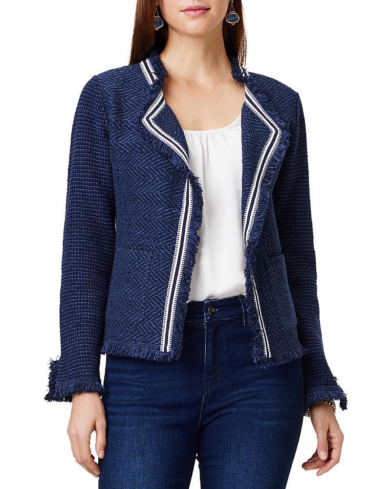 NIC+ZOE Ribbon Trim Fringe Mix Knit Jacket Product Image