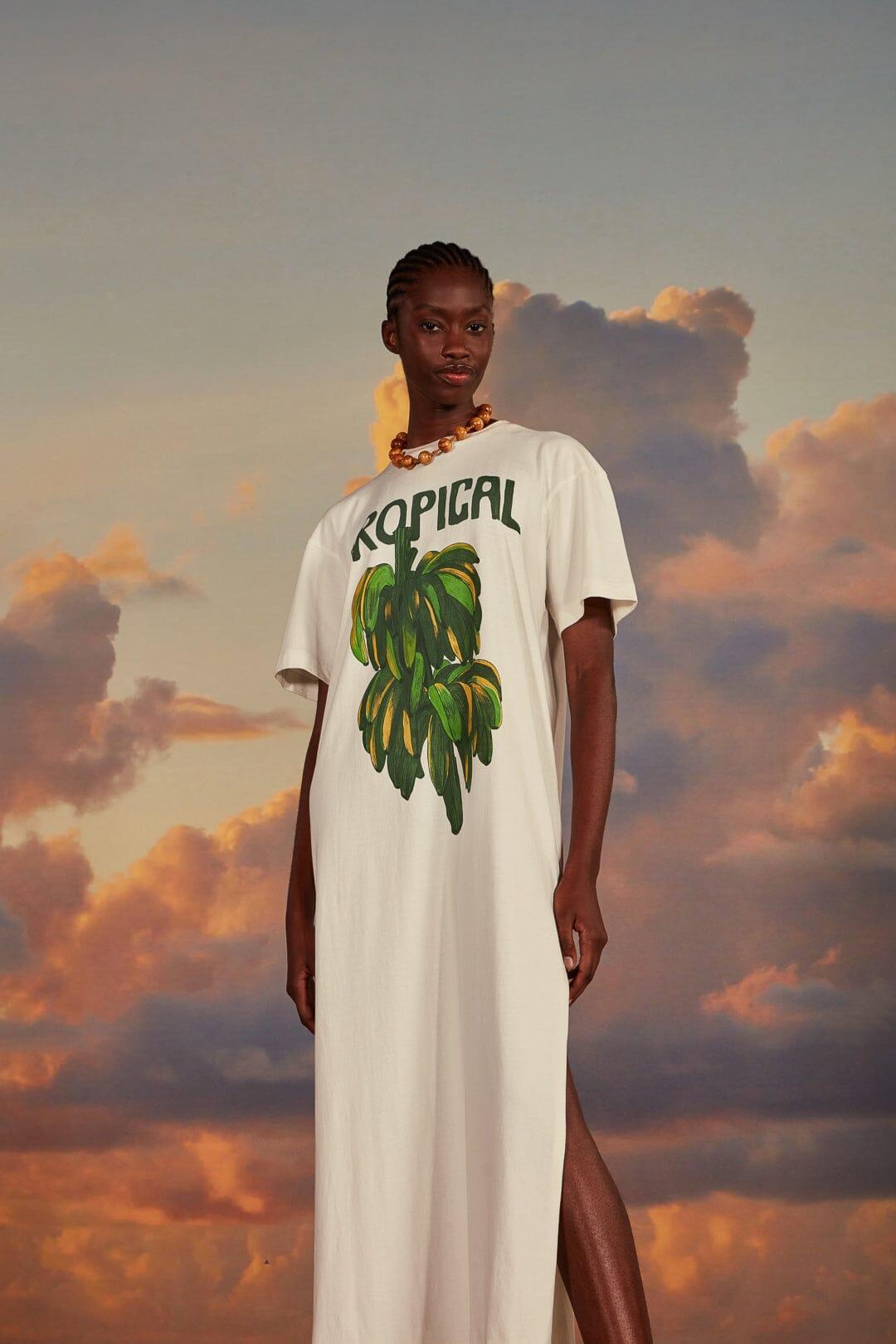 Off-White Tropical Organic Cotton T-Shirt Dress Product Image