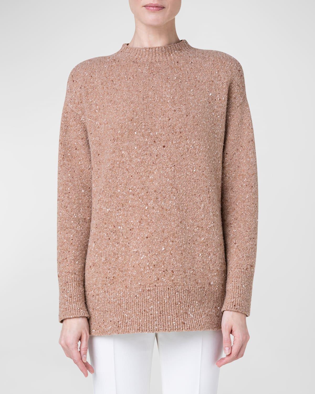 Womens Cashmere Tweed Rib-Knit Sweater product image