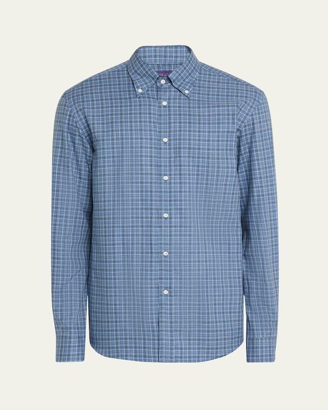 Mens Plaid Cotton Button-Down Shirt Product Image