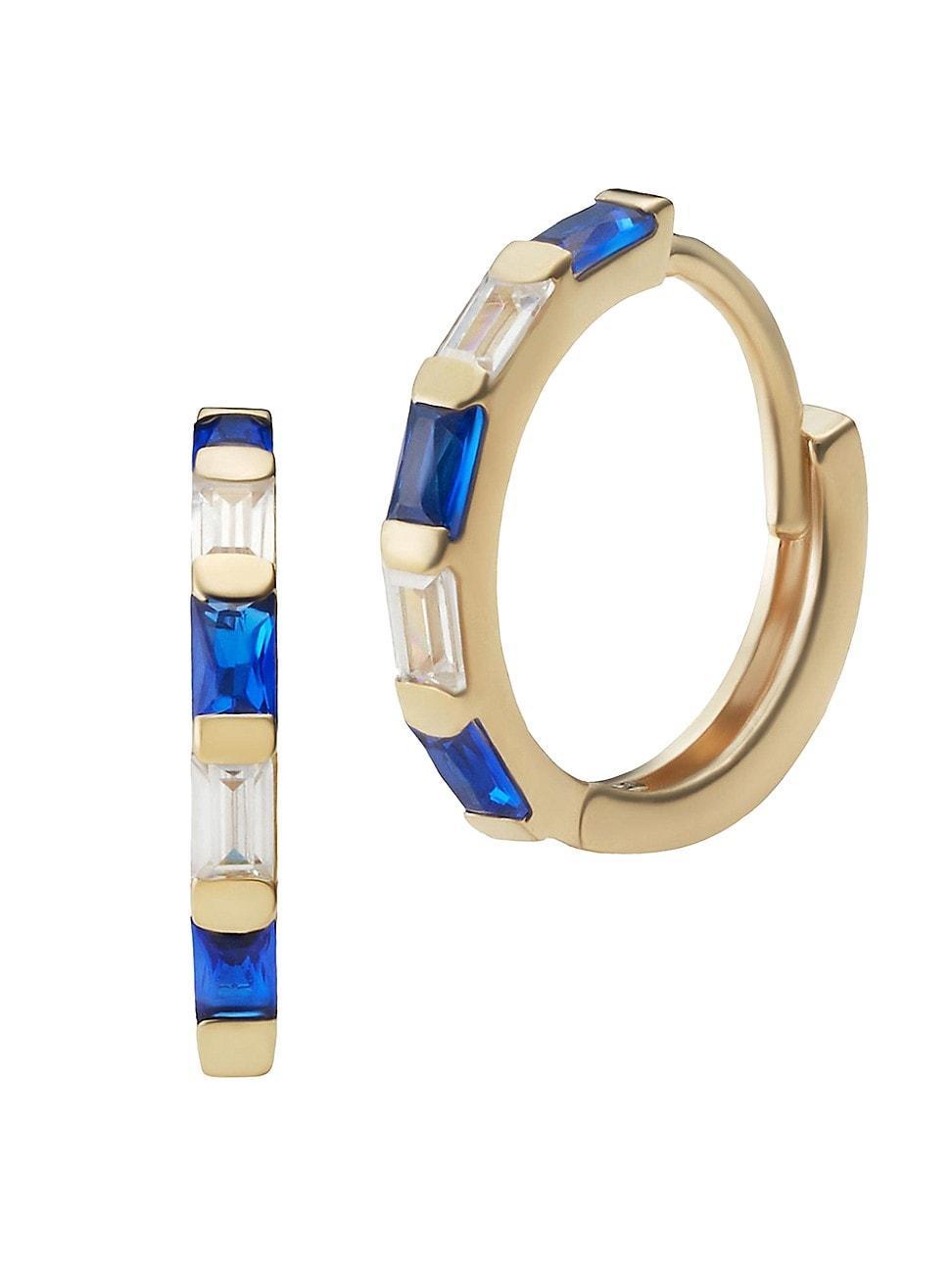 Womens 14K Yellow Gold Fresco Baguette Mini Hoops Product Image