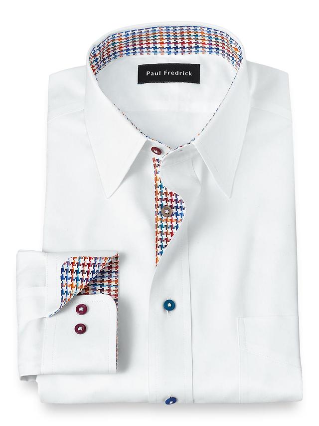 Tailored Fit Non-iron Cotton Solid Dress Shirt With Contrast Trim Product Image