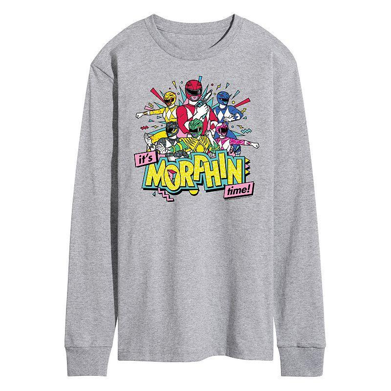 Mens Power Rangers Its Morphin Time Long Sleeve Graphic Tee Med Grey Product Image