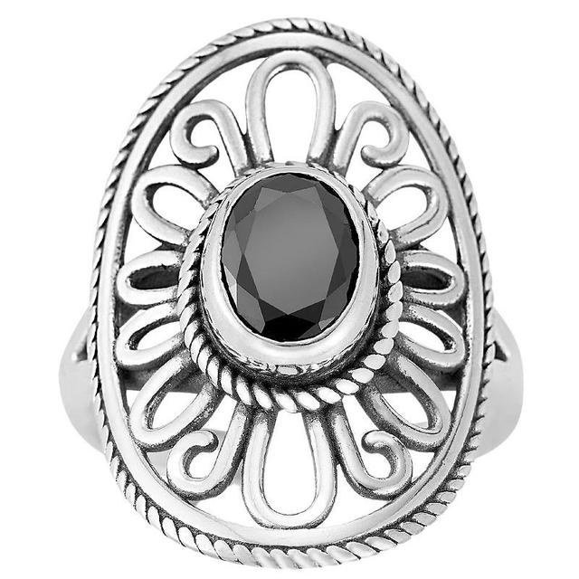 Sunkissed Sterling Sterling Silver Oxidized Cubic Zirconia Floral Ring, Womens White Product Image