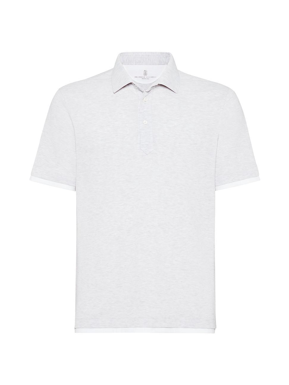 Mens Cotton Pique Shirt Style Collar Polo With Faux Layering Product Image