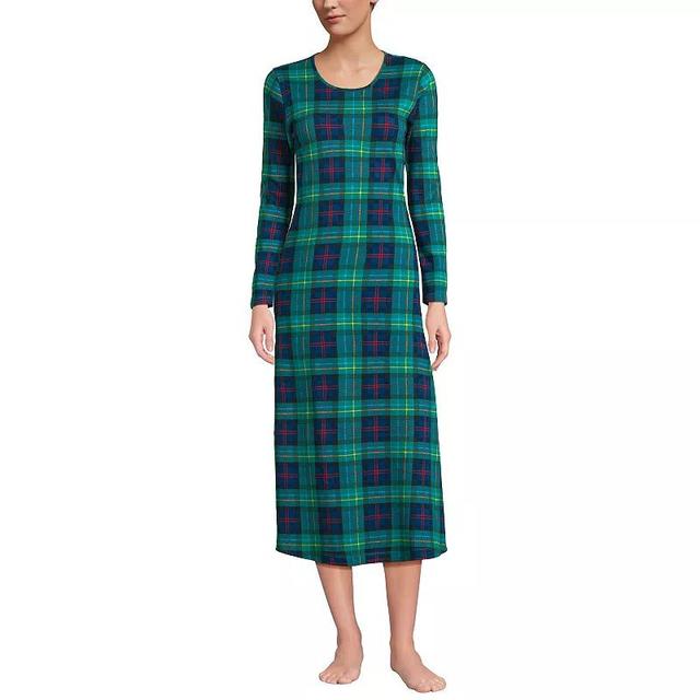 Womens Tall Lands End Long Sleeve Midcalf Nightgown Blue Bird Song Product Image