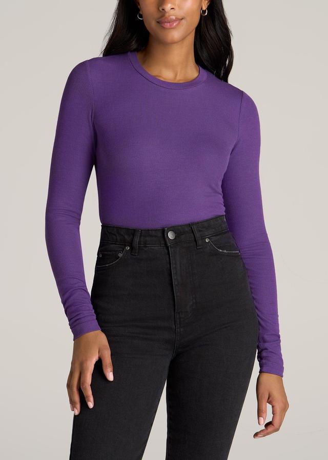 FITTED Ribbed Long Sleeve Tee in Aster Purple - Tall Women's Shirts Female Product Image