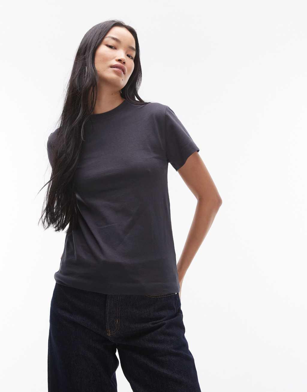 Topshop shrunken tee in slate Product Image