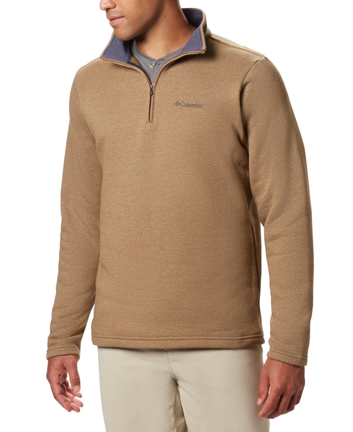 Mens Columbia Hart Mountain Fleece Quarter-Zip Pullover Dark Grey Product Image