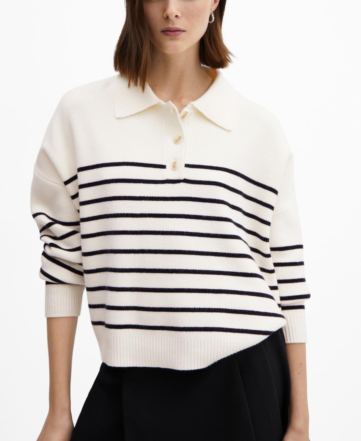 Mango Womens Buttoned Collar Knit Sweater Product Image