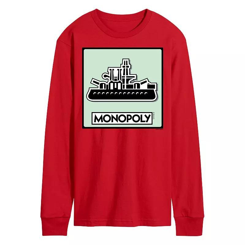 Mens Monopoly Ship Game Token Long Sleeve Graphic Tee Product Image