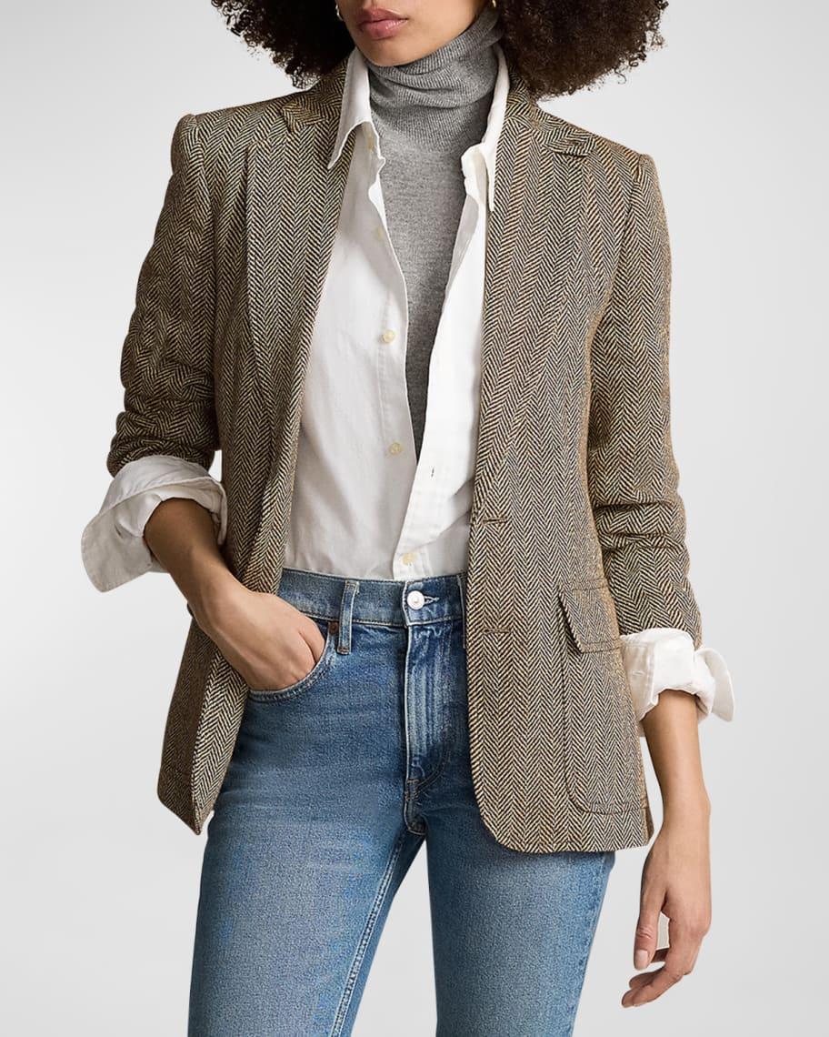 Herringbone Linen-Blend Blazer Product Image