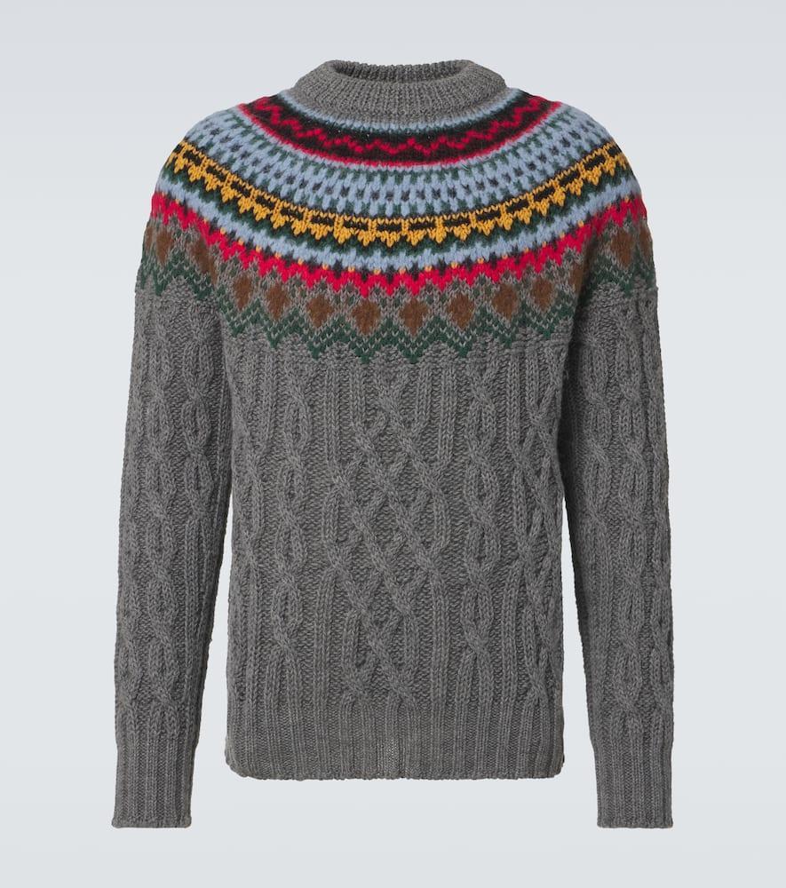 MONCLER Grenoble Fair Isle Virgin Wool Sweater In Grey Product Image