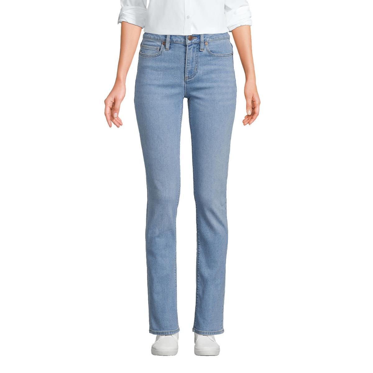 Womens Lands End Tall Mid-Rise Straight Leg Jeans Product Image