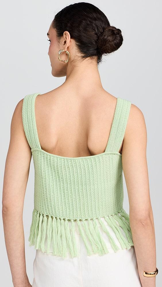 KITRI Roxanna Pistachio Crochet Knit Top | Shopbop Product Image