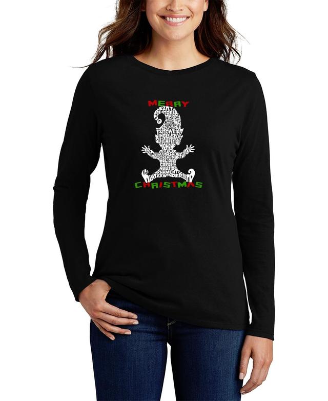 La Pop Art Womens Christmas Elf Word Art Long Sleeve T-shirt Product Image