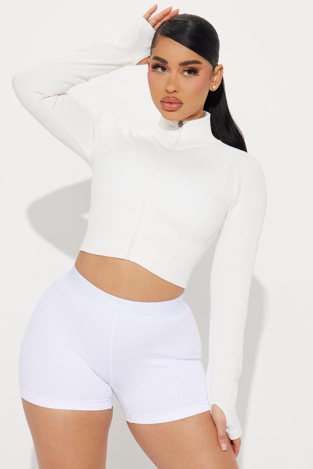 Effortless Ribbed Jacket - White Product Image