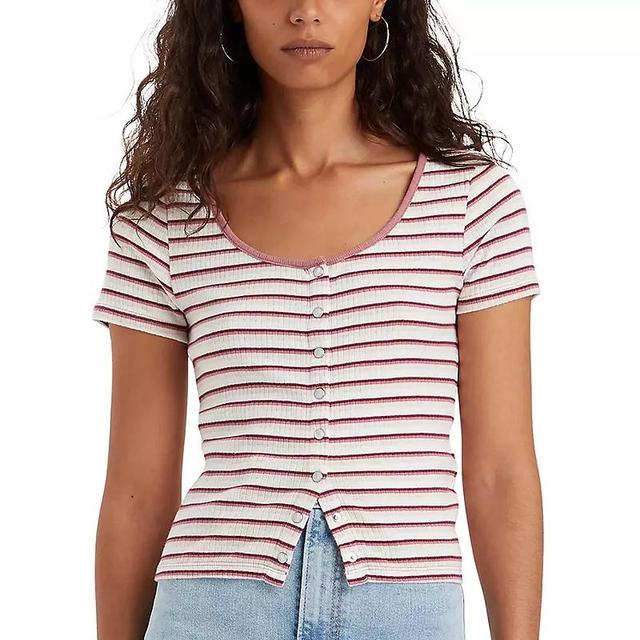 Womens Levis Britt Striped Snap-Front Short Sleeve Top Product Image