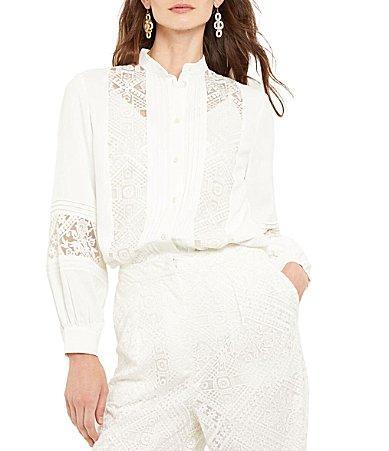 Misook Crepe de Chine Lace Detail Blouse Product Image