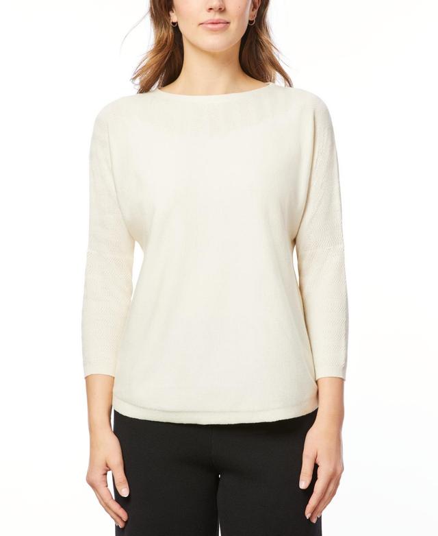 Melissa Paige Womens Boat-Neck Chevron-Stitch Dolman-Sleeve Sweater Product Image