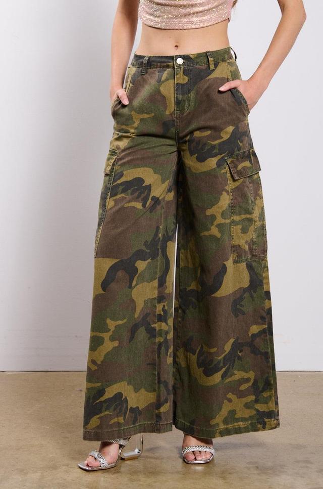 RIDE WITH ME CAMO WIDE LEG PANT Product Image