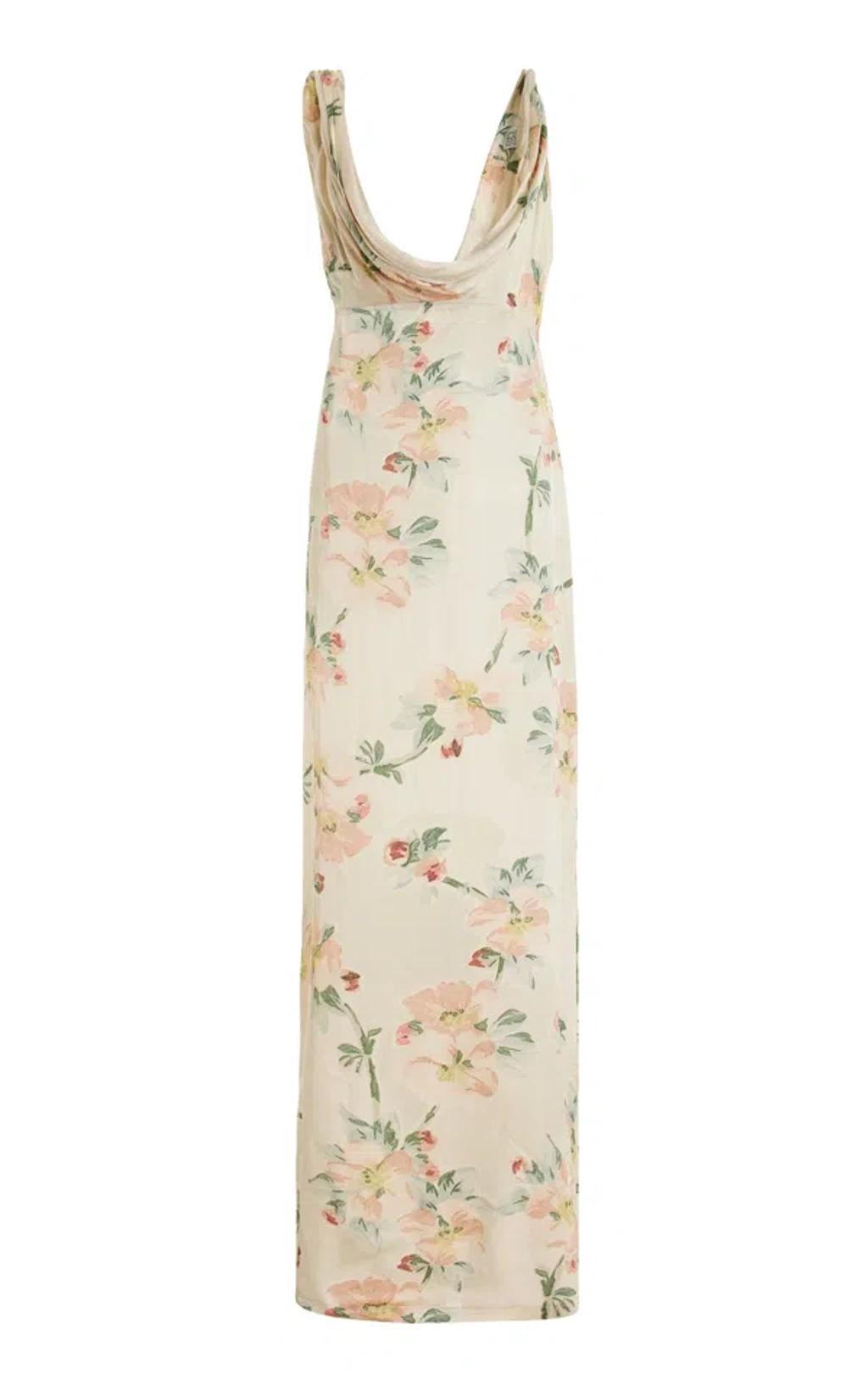 TOTÊME Draped Floral Crepe Maxi Dress In Washed Floral Product Image