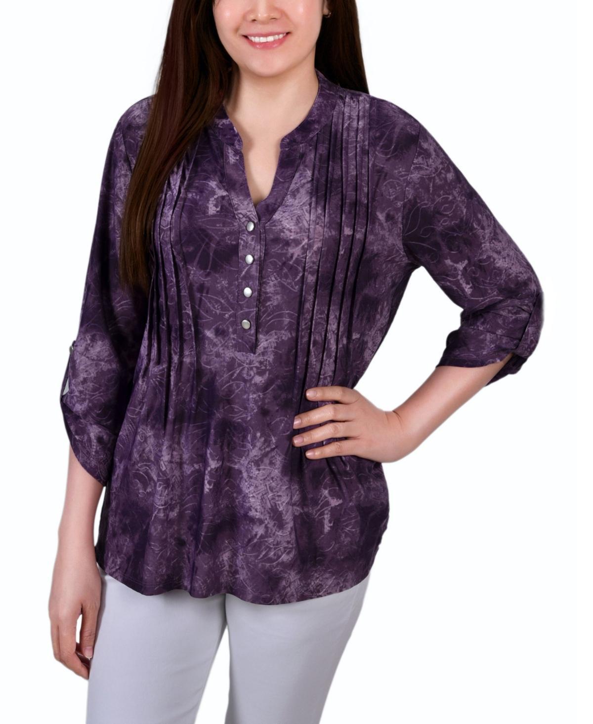 Womens 3/4 Roll Tab Sleeve Y-neck Top Product Image