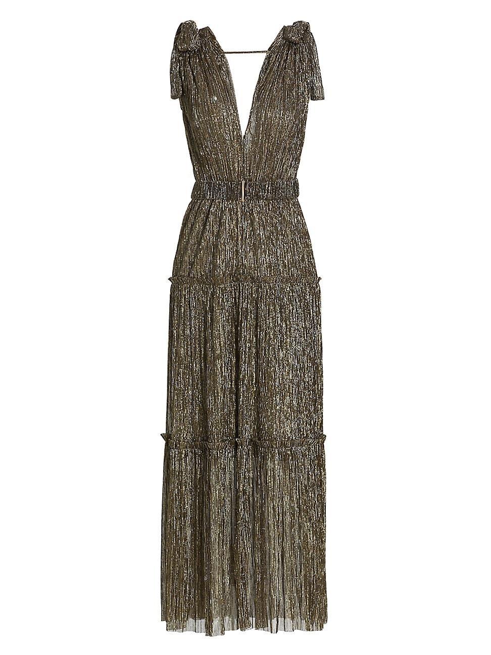 Womens Helena Metallic Tiered Maxi Dress Product Image