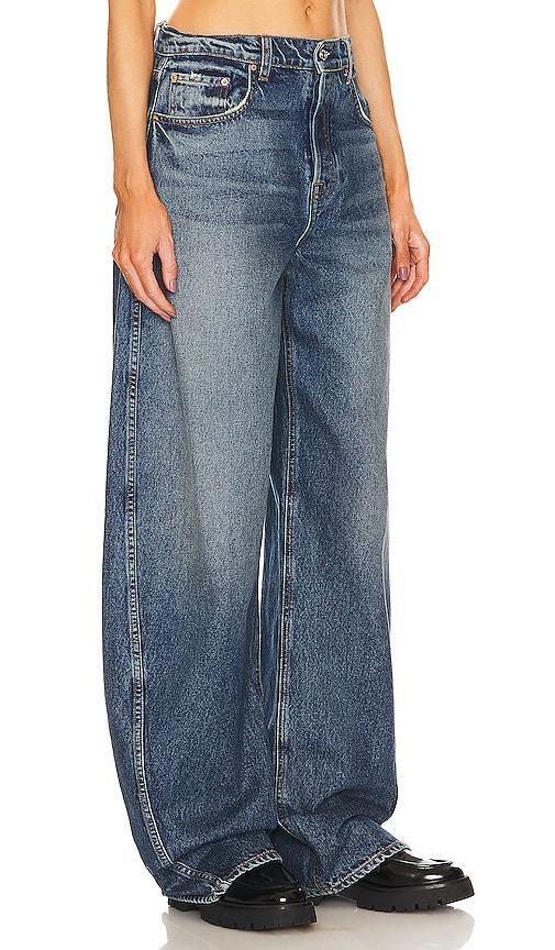 GRLFRND Paola Barrel Leg Jean in Blue. Size 23, 24, 25, 26, 27, 29, 30, 31, 32. Product Image