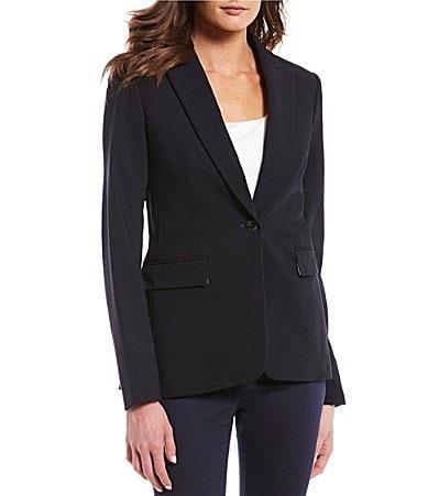 Calvin Klein Notch Lapel Long Sleeve One Button Jacket Product Image